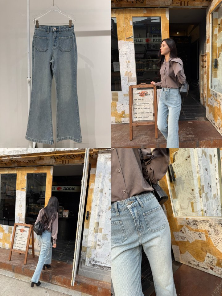 Neroli36 - Korean Women Fashion - #vintagekidsstyle - Pocket Bootcut Denim Pants - 3