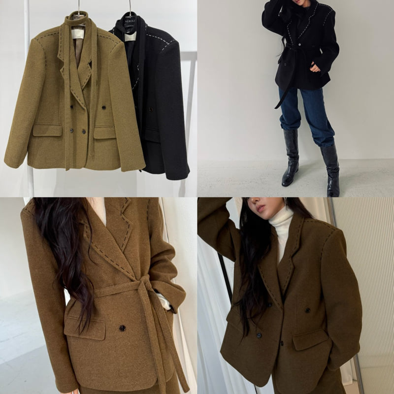 Neroli36 - Korean Women Fashion - #momslook - H Hand Stitch Jacket - 4