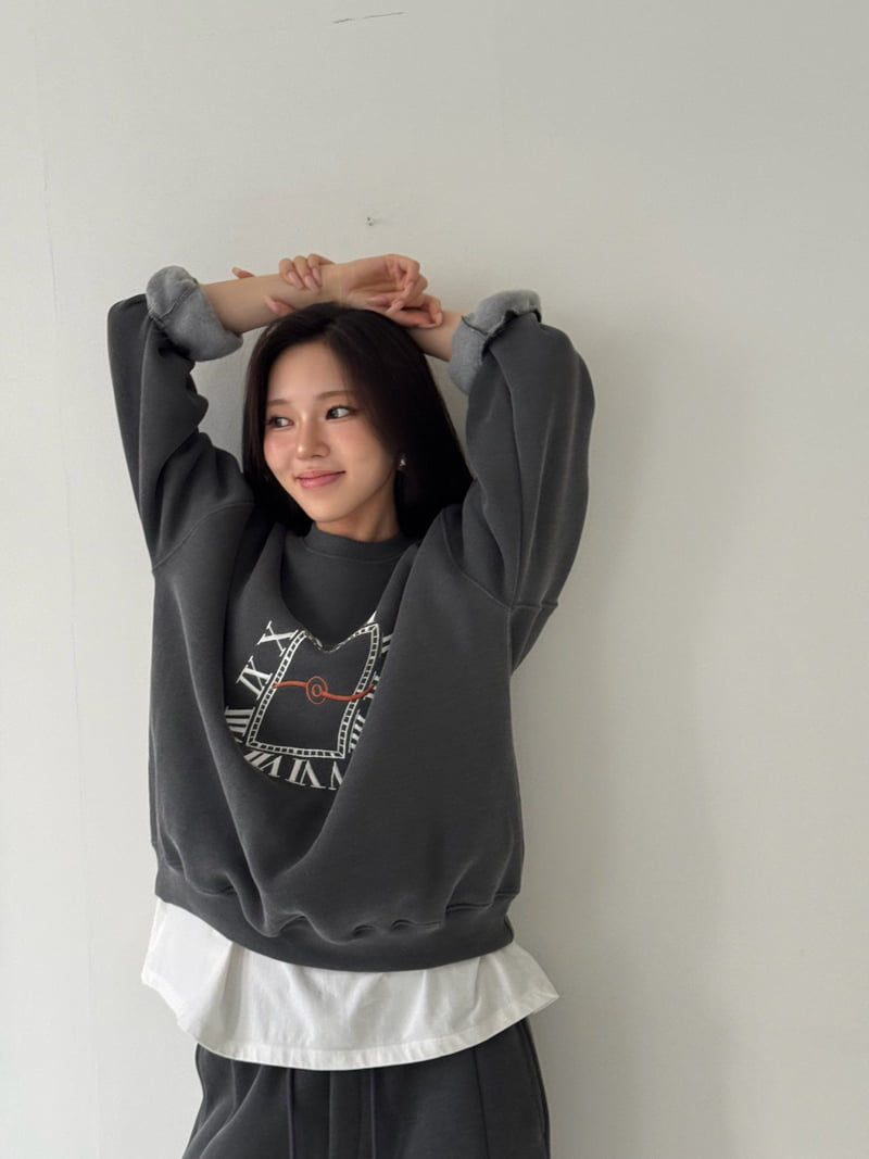 Neroli36 - Korean Women Fashion - #womensfashion - Heavy Embroidery Brushed Sweatshirt - 10