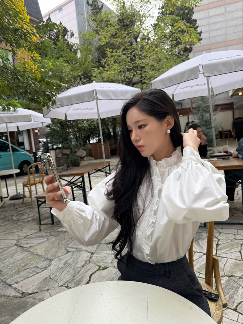 Neroli36 - Korean Women Fashion - #womensfashion - Peach Frill Blouse - 7