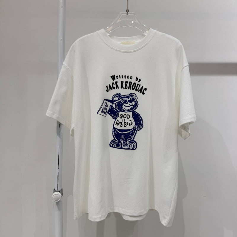 Neroli36 - Korean Women Fashion - #womensfashion - Bear Short Sleeve Tee - 2