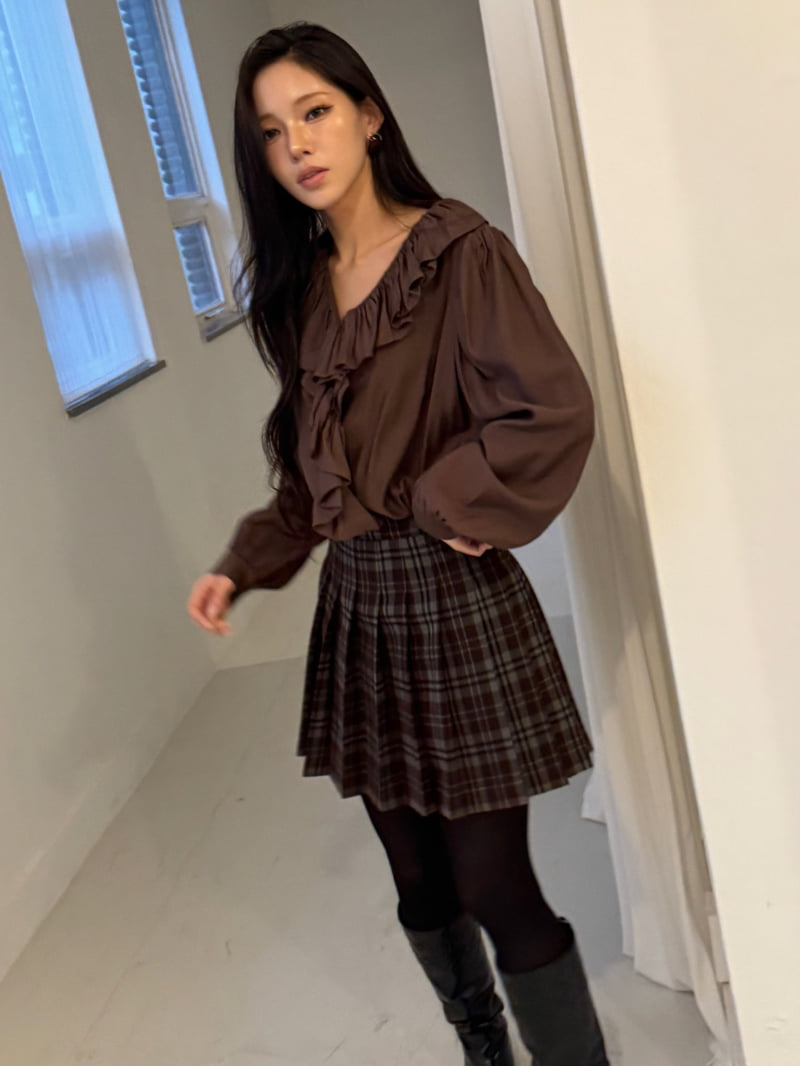 Neroli36 - Korean Women Fashion - #womensfashion - H Check Pleated Skirt - 8