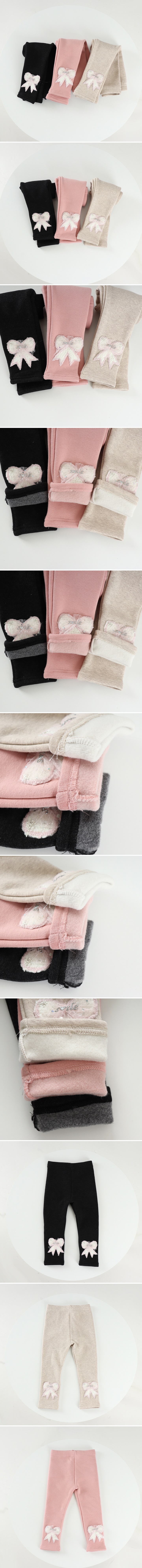 New Pierrot - Korean Children Fashion - #kidzfashiontrend - Ribbon Fleece Leggings