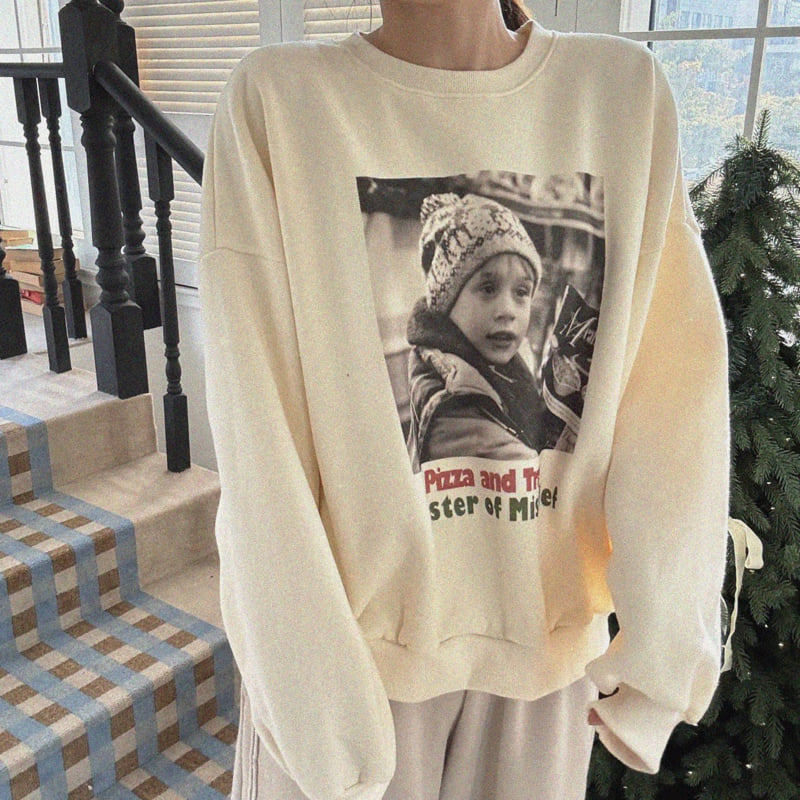 Night Bebe - Korean Women Fashion - #momslook - Pizza Sweatshirt (Adult) - 8