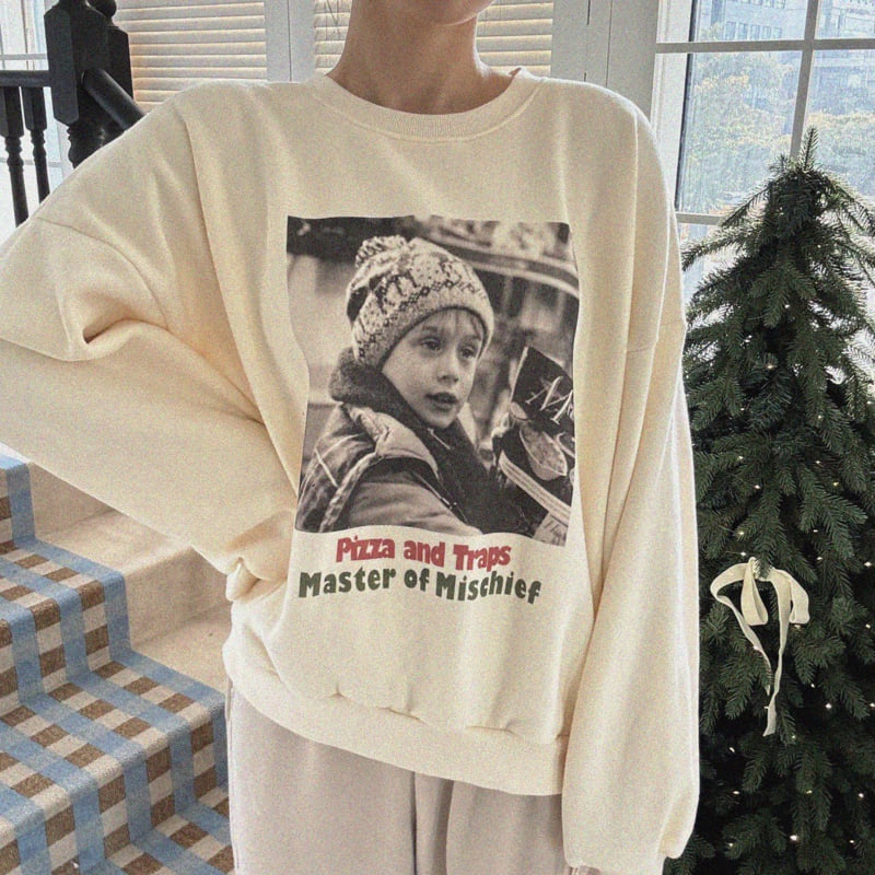 Night Bebe - Korean Women Fashion - #restrostyle - Pizza Sweatshirt (Adult)