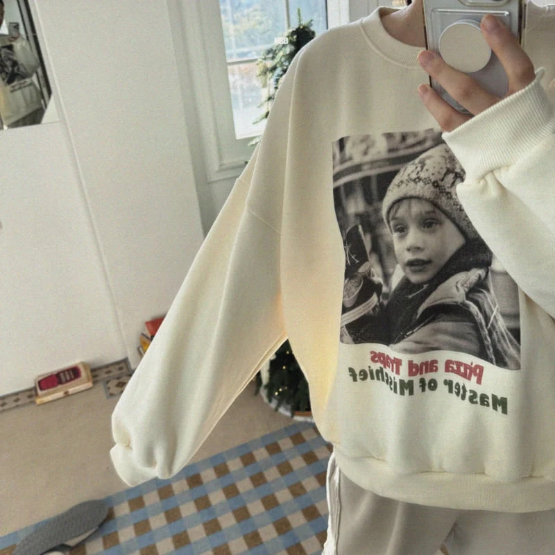 Night Bebe - Korean Women Fashion - #shopsmall - Pizza Sweatshirt (Adult) - 3
