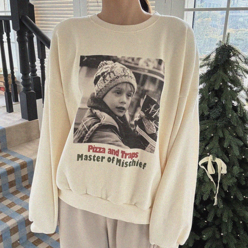 Night Bebe - Korean Women Fashion - #thelittlethings - Pizza Sweatshirt (Adult) - 5