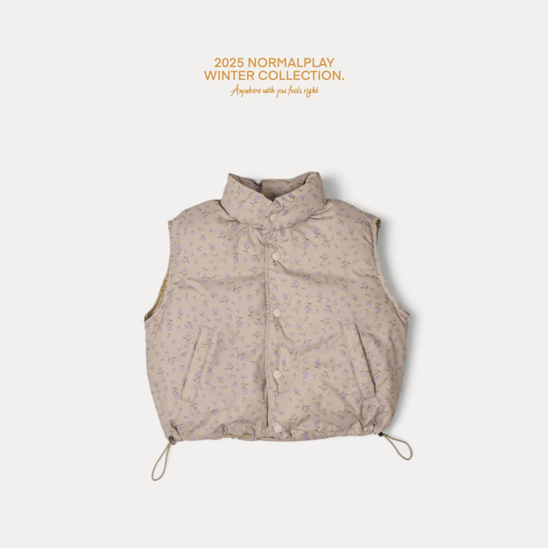 Normalplay - Korean Children Fashion - #minifashionista - Mong Flower Duck Down Vest (Junior)