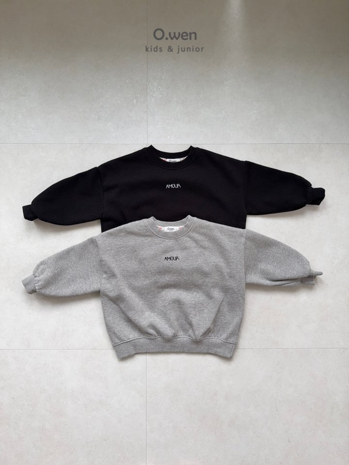 O Wen - Korean Children Fashion - #Kfashion4kids - Amour Embroidery Fleece Sweatshirt