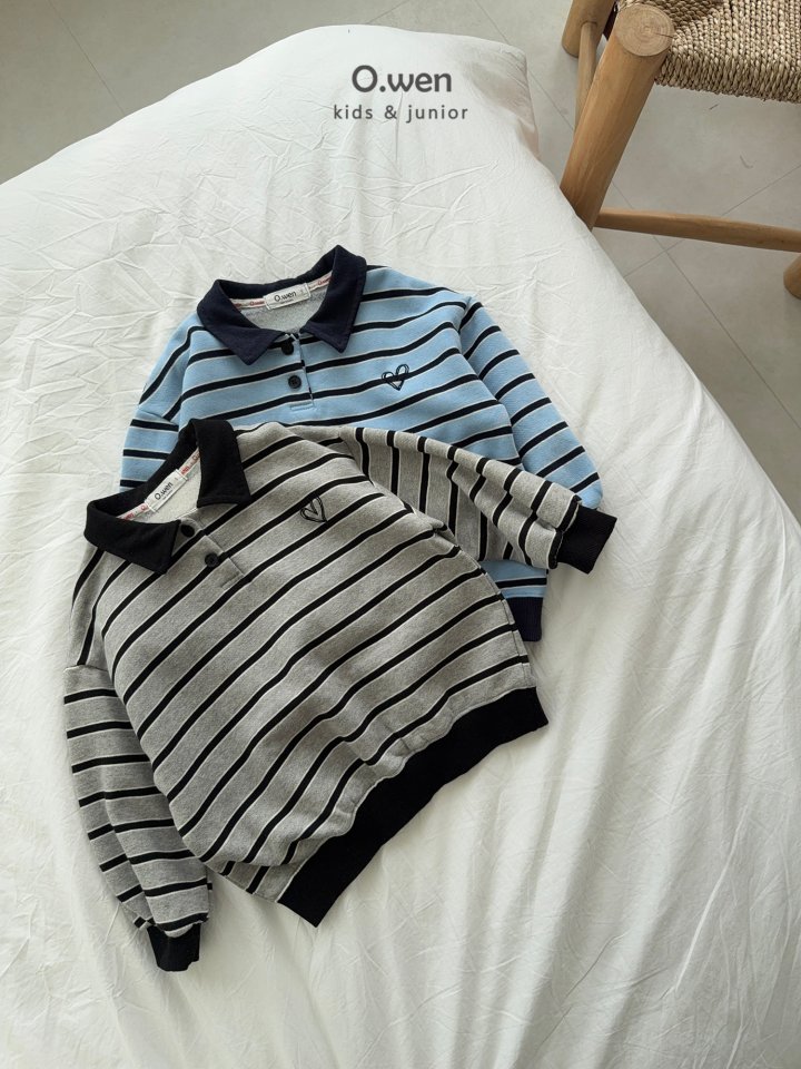 O Wen - Korean Children Fashion - #childrensboutique - Heart Stripe Collar Sweatshirt