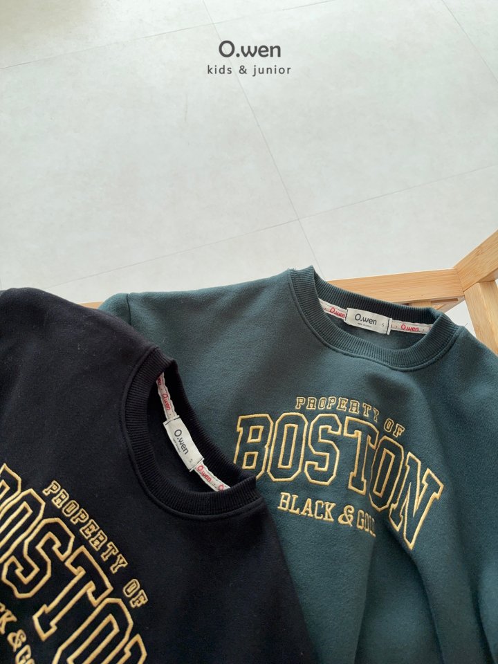 O Wen - Korean Children Fashion - #childrensboutique - Boston Embroidery Fleece Sweatshirt - 9
