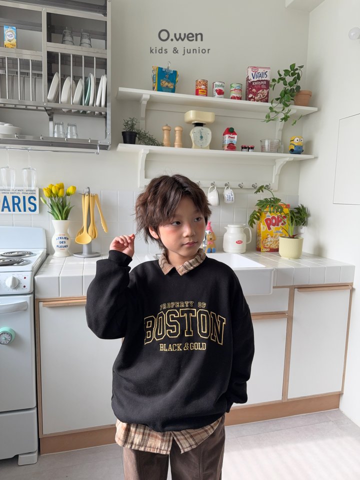 O Wen - Korean Children Fashion - #designkidswear - Boston Embroidery Fleece Sweatshirt - 10