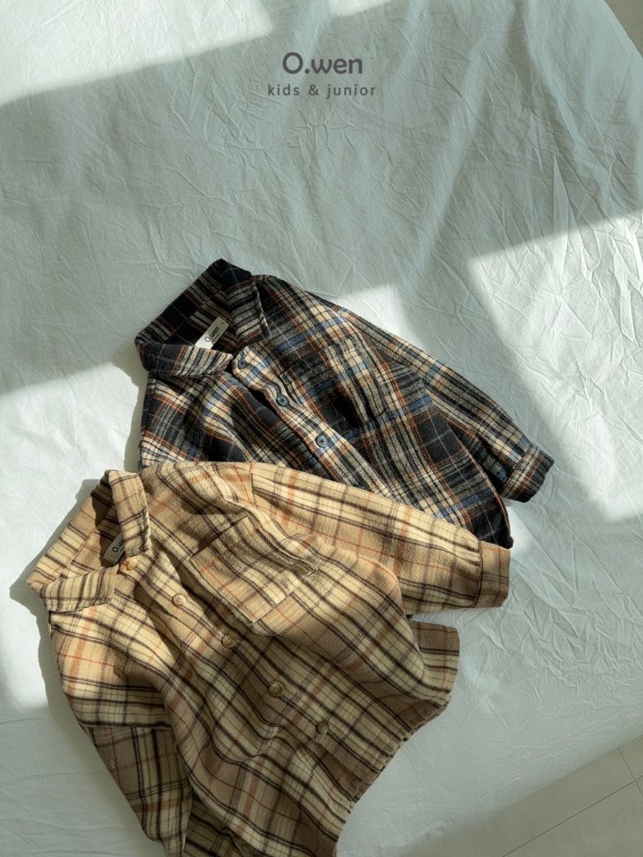 O Wen - Korean Children Fashion - #discoveringself - Rib Check Fleece Shirt - 9