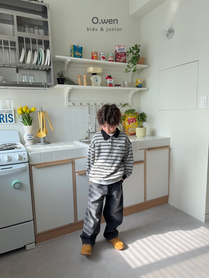 O Wen - Korean Children Fashion - #discoveringself - Heart Stripe Collar Sweatshirt - 4