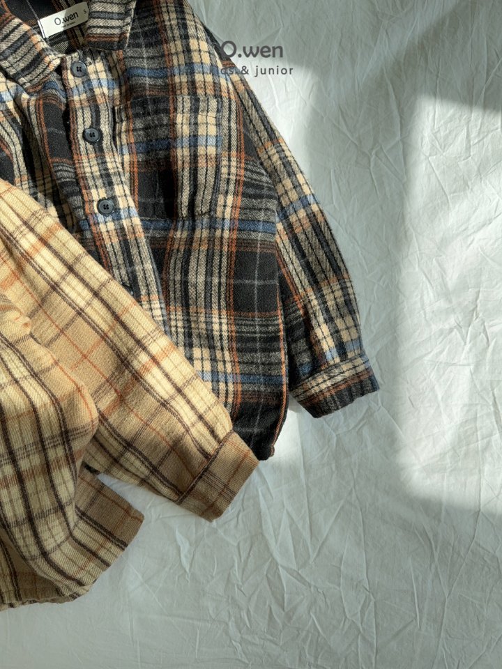 O Wen - Korean Children Fashion - #kidsstore - Rib Check Fleece Shirt - 12