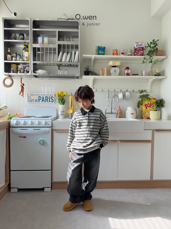 O Wen - Korean Children Fashion - #kidzfashiontrend - Heart Stripe Collar Sweatshirt - 7