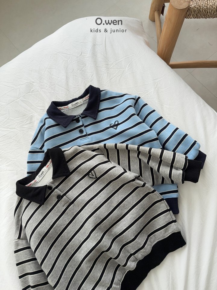 O Wen - Korean Children Fashion - #littlefashionista - Heart Stripe Collar Sweatshirt - 9