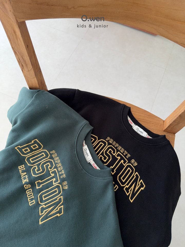 O Wen - Korean Children Fashion - #littlefashionista - Boston Embroidery Fleece Sweatshirt