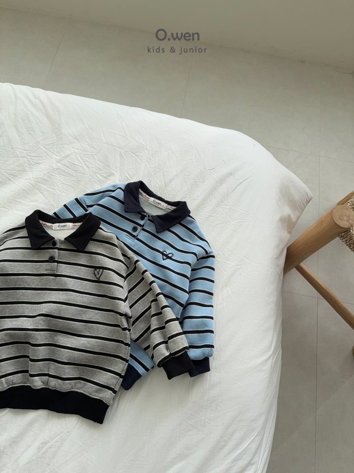 O Wen - Korean Children Fashion - #magicofchildhood - Heart Stripe Collar Sweatshirt - 10