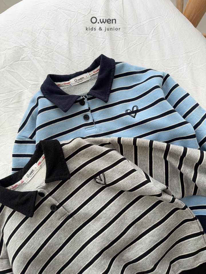 O Wen - Korean Children Fashion - #minifashionista - Heart Stripe Collar Sweatshirt - 11