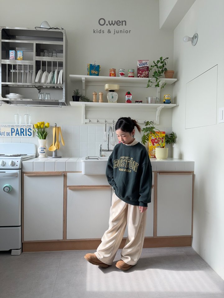 O Wen - Korean Children Fashion - #toddlerclothing - Boston Embroidery Fleece Sweatshirt - 6