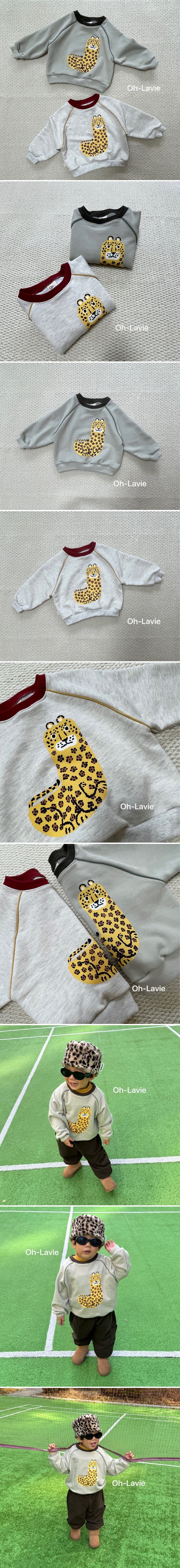 Oh lavie - Korean Children Fashion - #kidsshorts - Cheetah Sweatshirt