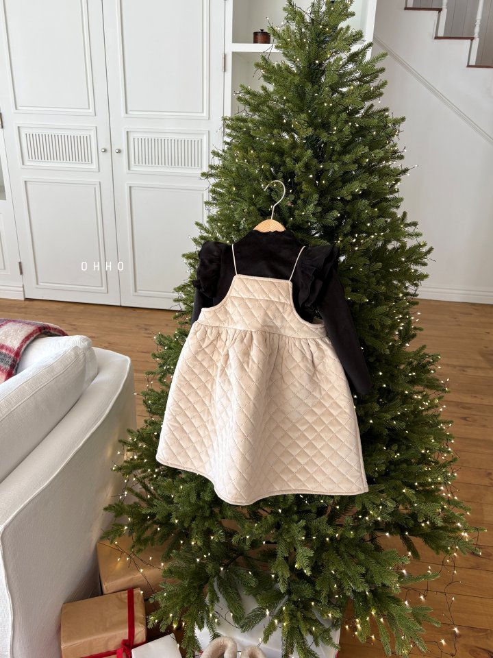 Ohho - Korean Children Fashion - #Kfashion4kids - Velvet Cecile Strap One-piece - 5