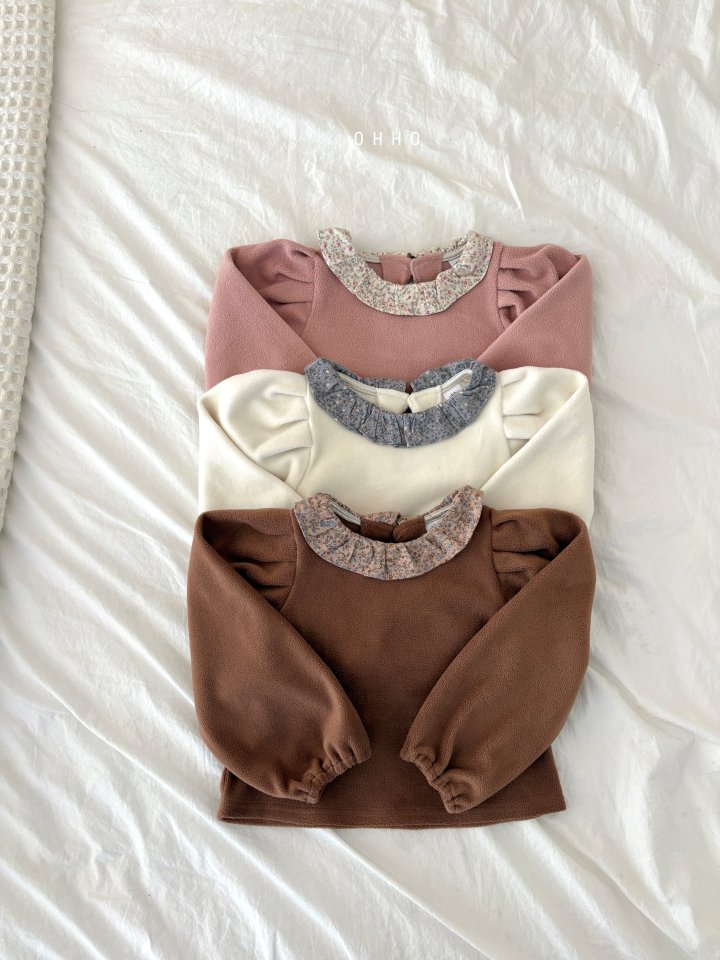 Ohho - Korean Children Fashion - #Kfashion4kids - Floral Round Blouse - 2