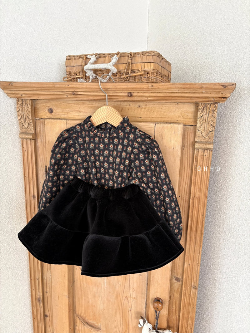 Ohho - Korean Children Fashion - #childofig - Merry Velvet Shirring Skirt - 9