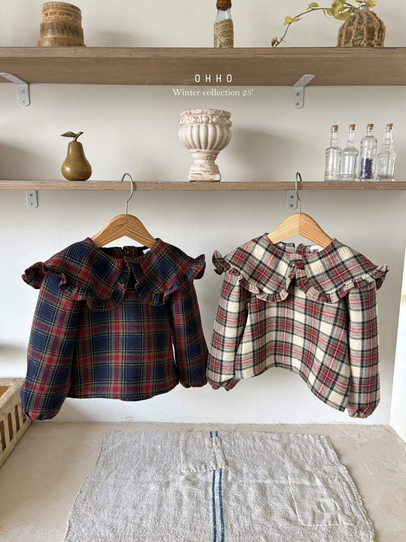 Ohho - Korean Children Fashion - #childofig - Tartan Check Collar Blouse - 2