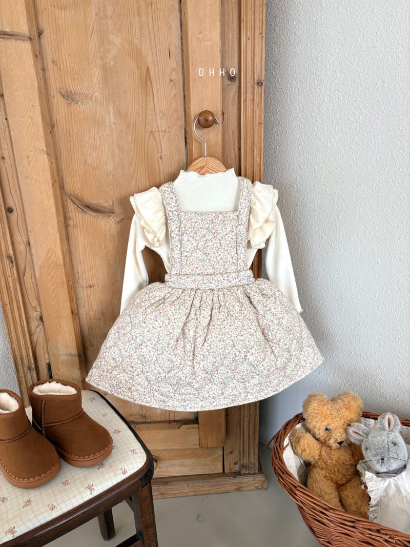 Ohho - Korean Children Fashion - #childofig - Floral Quilted Suspender Skirt - 12