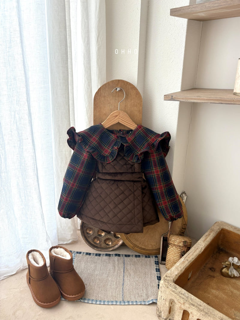 Ohho - Korean Children Fashion - #childofig - Tartan Check Collar Blouse - 4