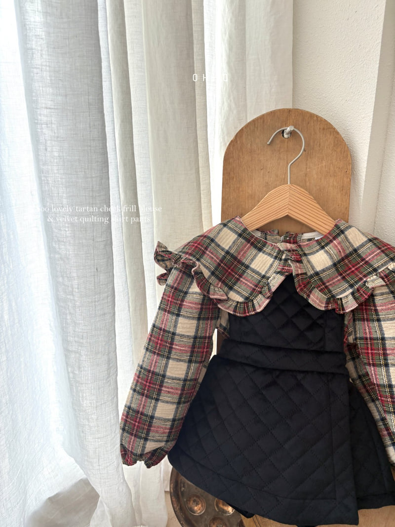 Ohho - Korean Children Fashion - #fashionkids - Tartan Check Collar Blouse - 7