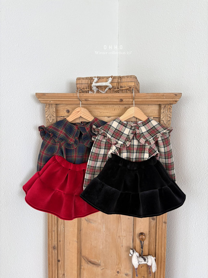 Ohho - Korean Children Fashion - #kidsshorts - Merry Velvet Shirring Skirt