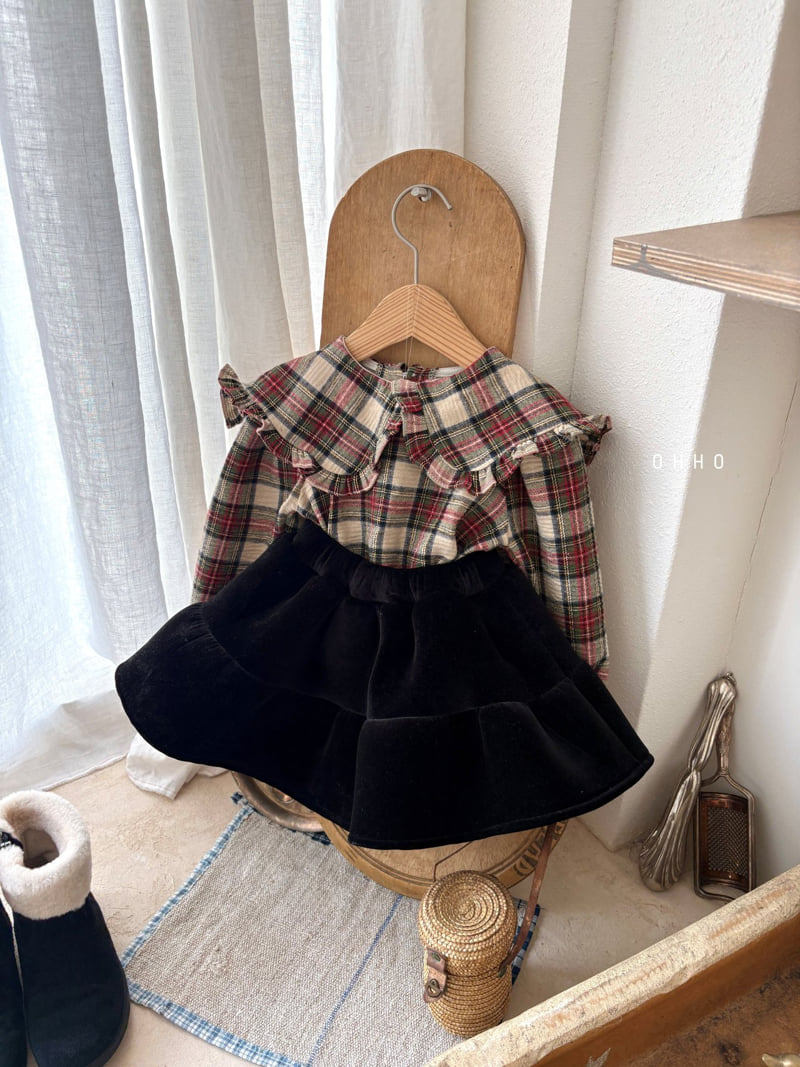 Ohho - Korean Children Fashion - #kidsstore - Tartan Check Collar Blouse - 9
