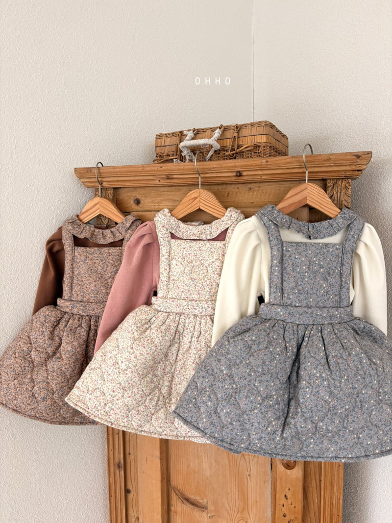 Ohho - Korean Children Fashion - #kidsstore - Floral Quilted Suspender Skirt - 2