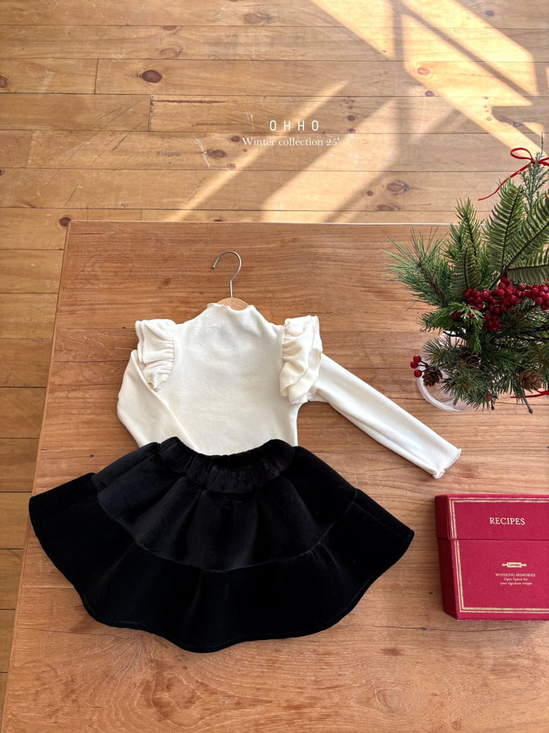 Ohho - Korean Children Fashion - #kidzfashiontrend - Merry Velvet Shirring Skirt - 3