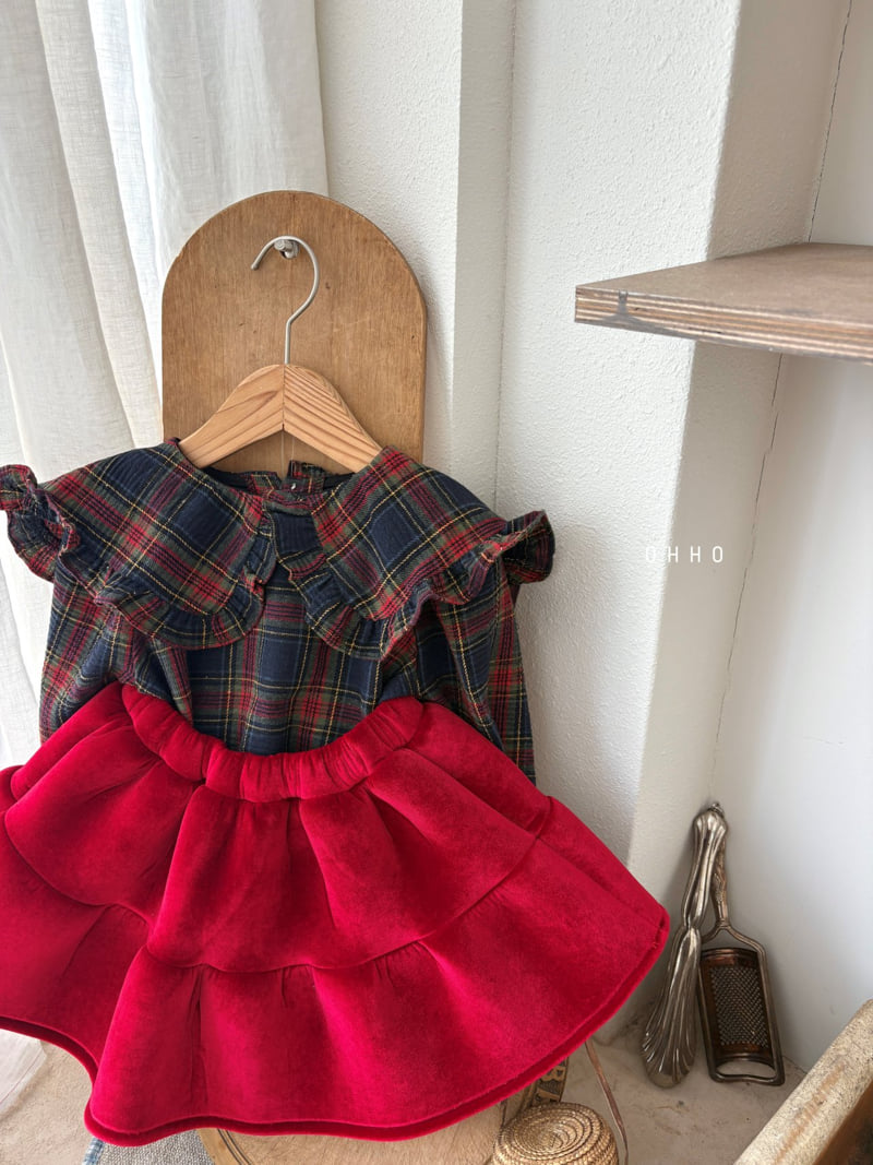 Ohho - Korean Children Fashion - #kidzfashiontrend - Tartan Check Collar Blouse - 10