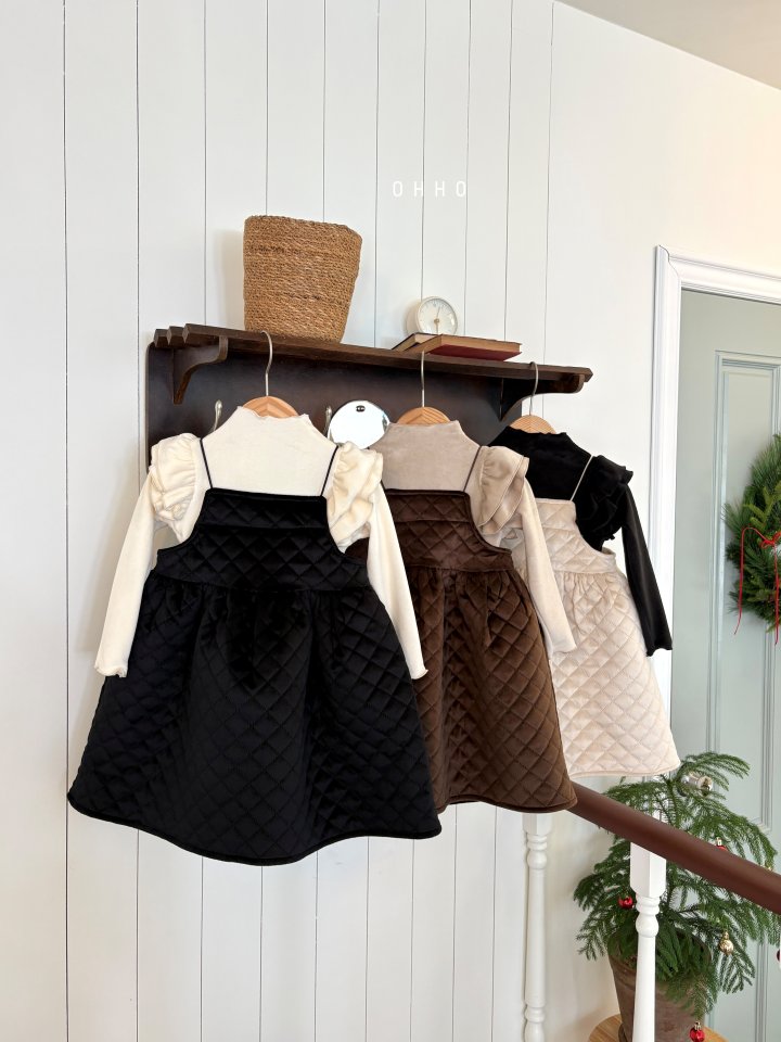 Ohho - Korean Children Fashion - #littlefashionista - Velvet Cecile Strap One-piece - 6