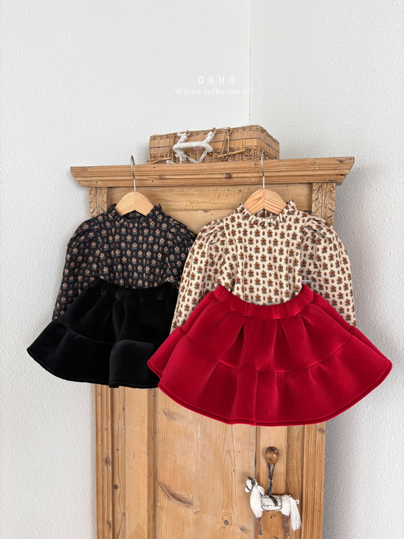 Ohho - Korean Children Fashion - #littlefashionista - Merry Velvet Shirring Skirt - 5