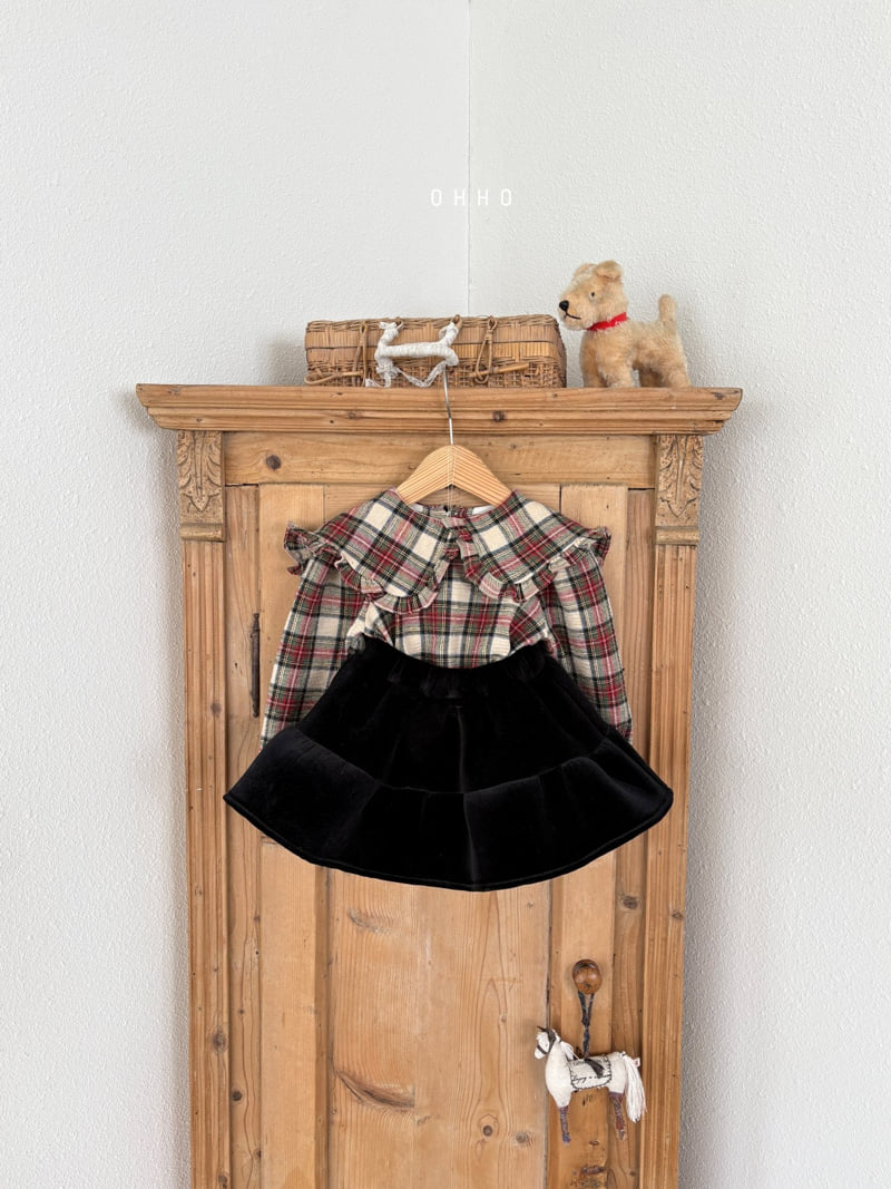 Ohho - Korean Children Fashion - #littlefashionista - Tartan Check Collar Blouse - 12