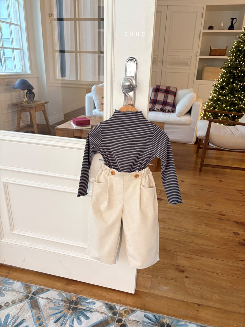 Ohho - Korean Children Fashion - #littlefashionista - Caramel Stripe Mock Neck Tee - 11