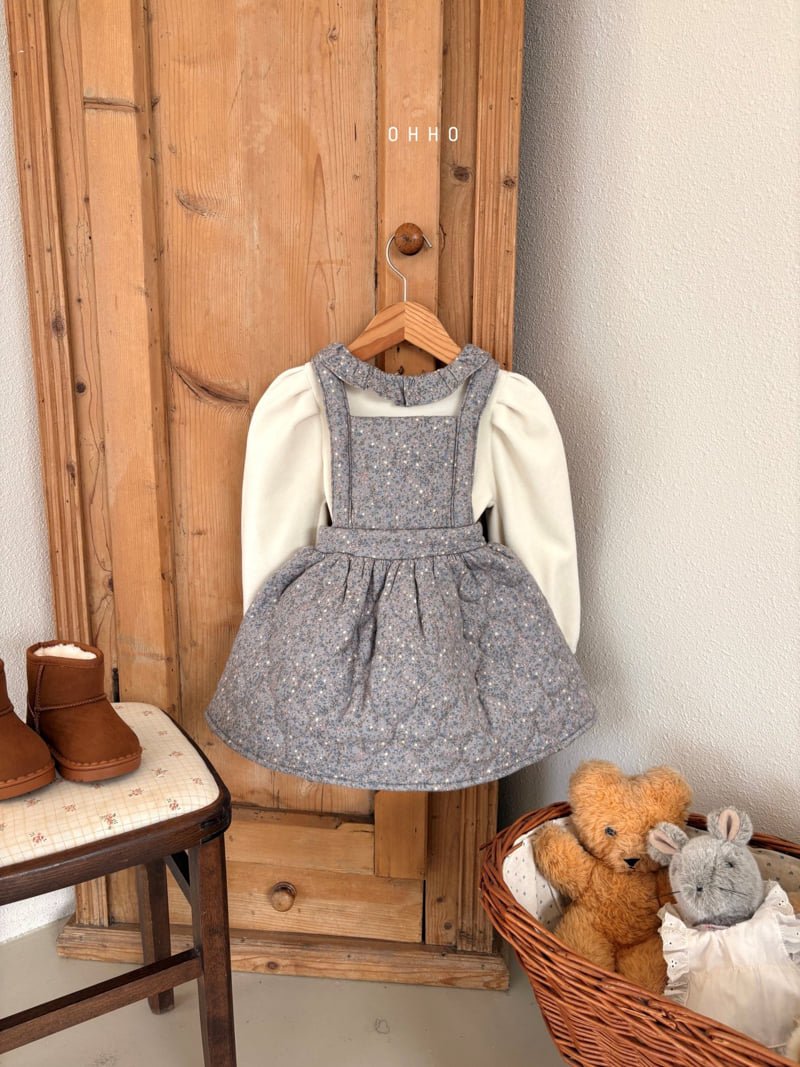 Ohho - Korean Children Fashion - #magicofchildhood - Floral Quilted Suspender Skirt - 6
