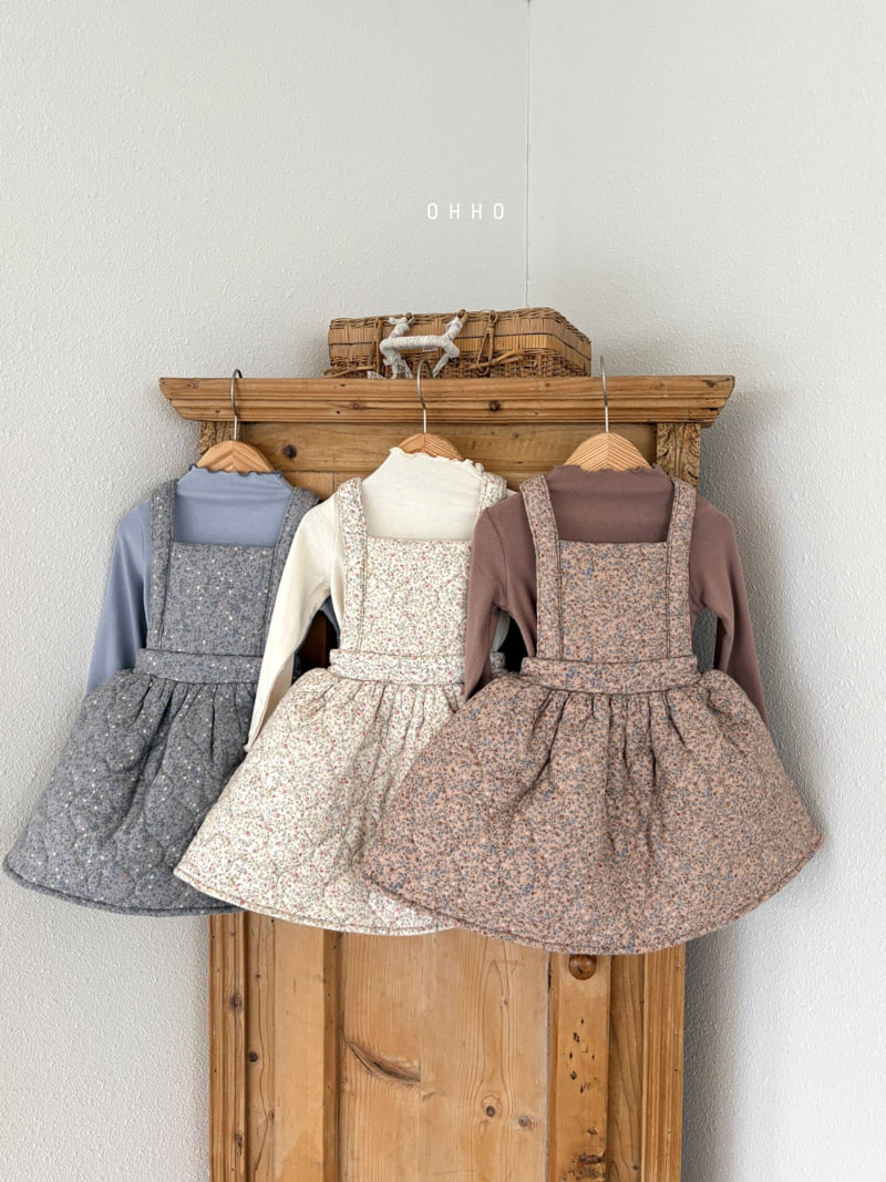 Ohho - Korean Children Fashion - #minifashionista - Floral Quilted Suspender Skirt - 7