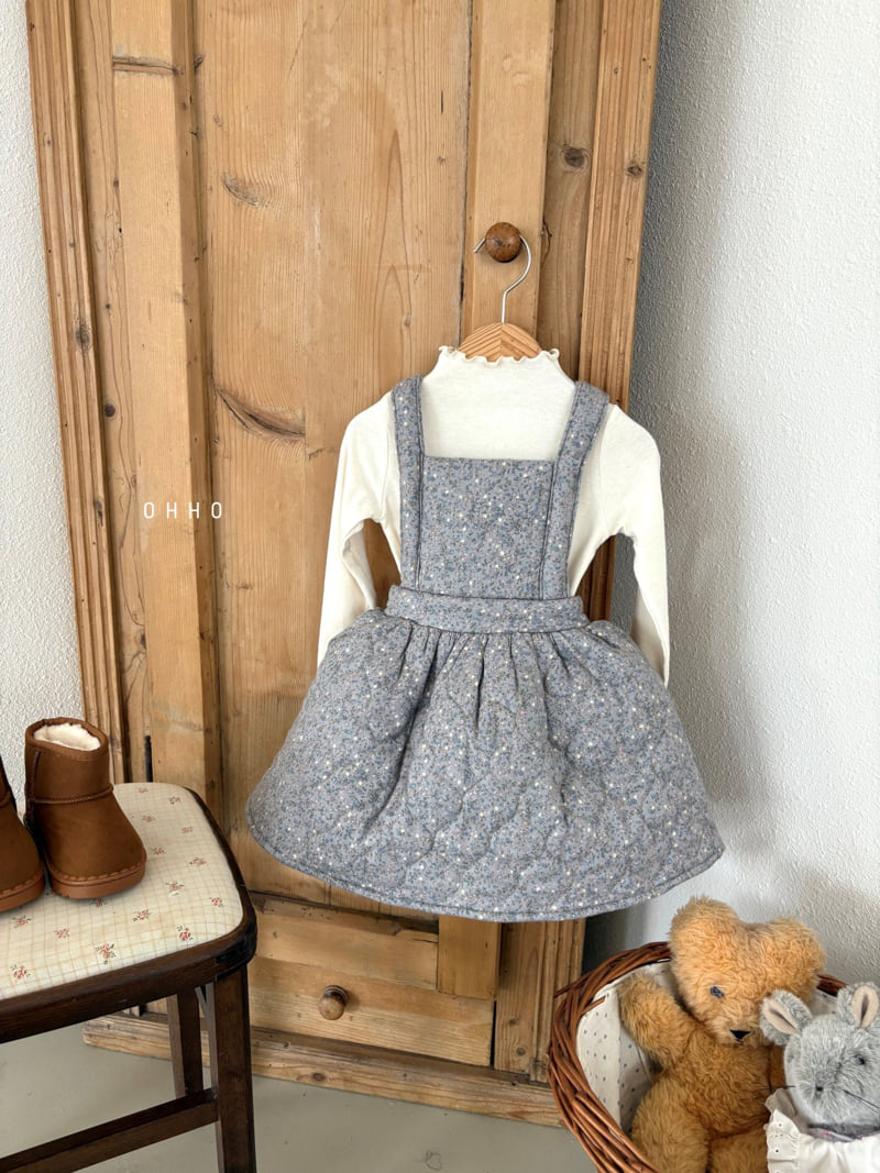 Ohho - Korean Children Fashion - #prettylittlegirls - Floral Quilted Suspender Skirt - 8