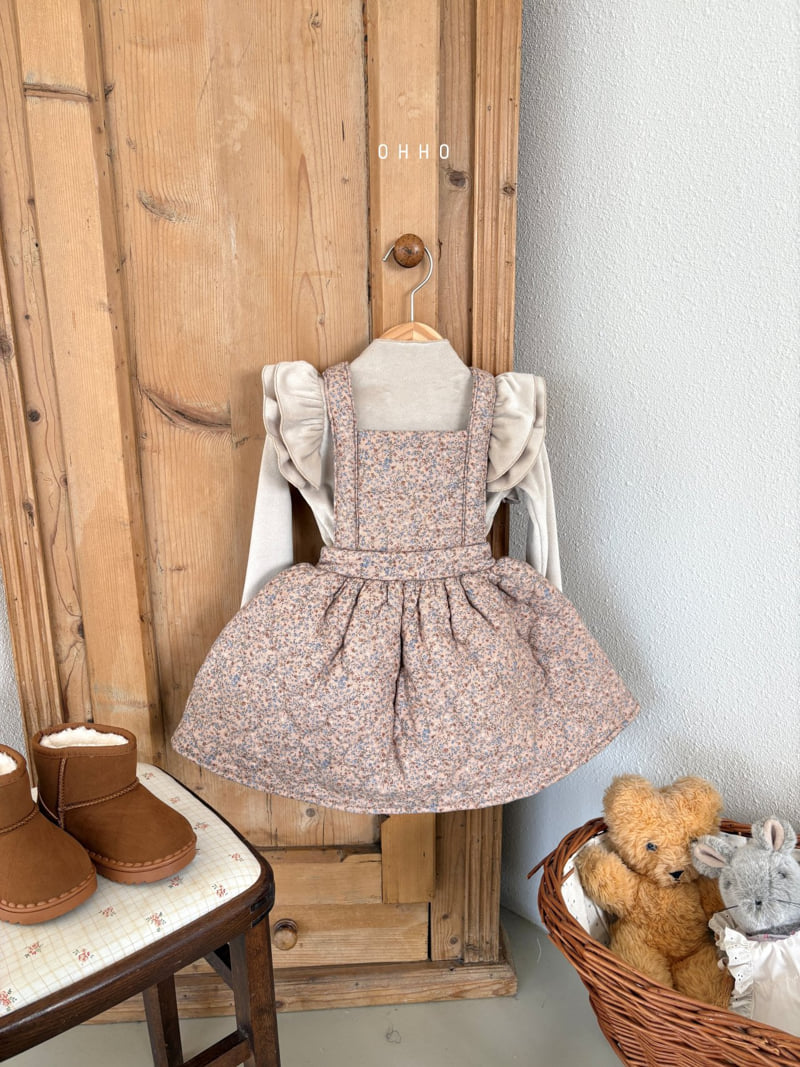 Ohho - Korean Children Fashion - #stylishchildhood - Floral Quilted Suspender Skirt - 11