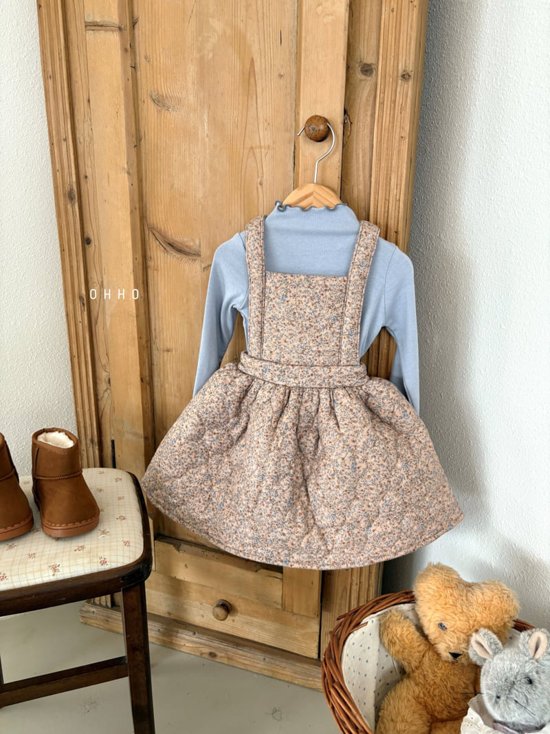 Ohho - Korean Children Fashion - #todddlerfashion - Floral Quilted Suspender Skirt - 9