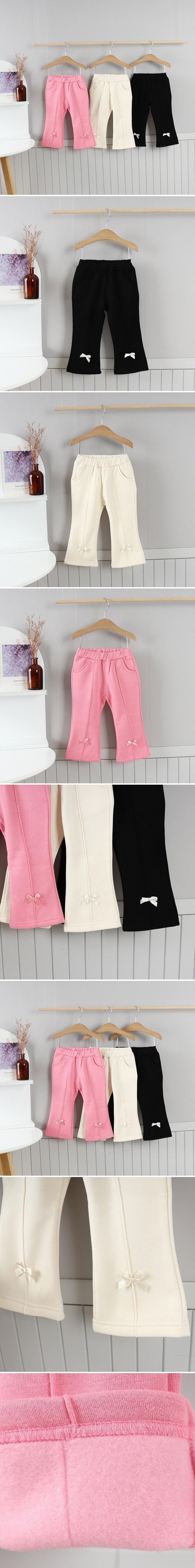 Olive denim - Korean Children Fashion - #childofig - Fleece Ribbon Bootcut Pants