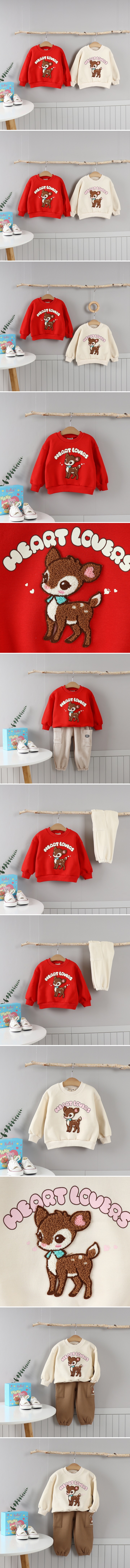 Olive denim - Korean Children Fashion - #childrensboutique - Fleece Boucle Deer Tee