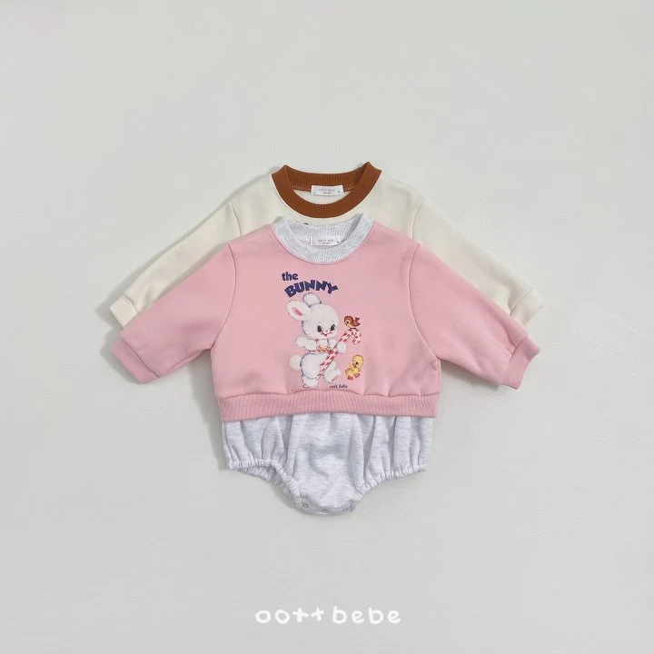 Oott Bebe - Korean Baby Fashion - #babyboutique - Fleece Bear Bunny Sweatshirt Suit  - 2